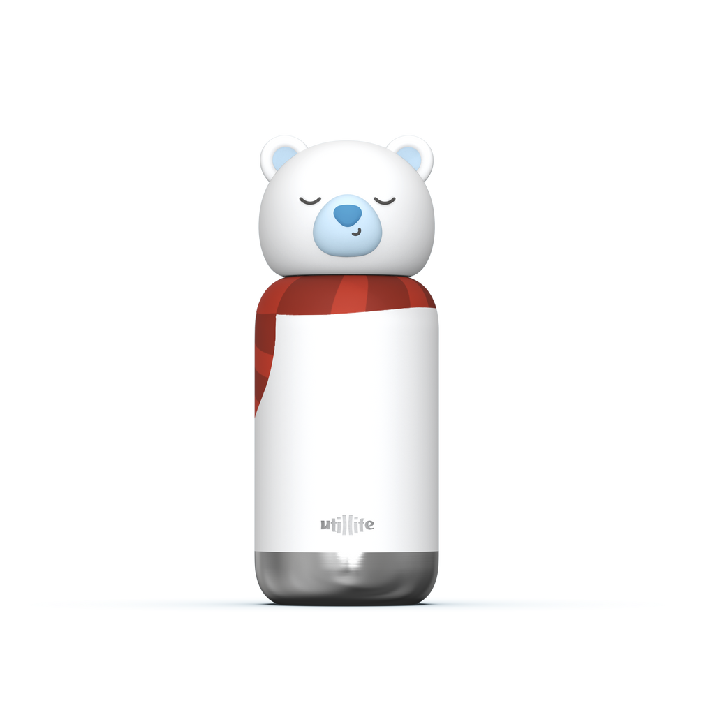 Zoofiesta Kids Insulated Water Bottle - Polar Bear Design - Leak-Proof & BPA-Free