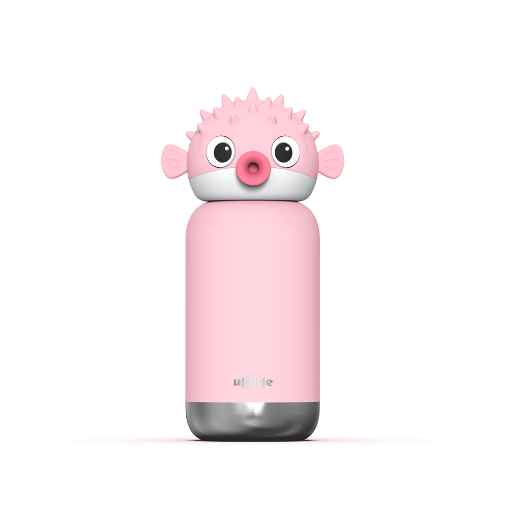 Zoofiesta Kids Insulated Water Bottle - Pufferfish Design - Leak-Proof & BPA-Free