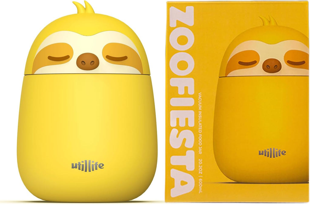 Zoofiesta Kids Insulated Food Jar - Sloth - Vacuum Thermos for Hot & Cold Meals