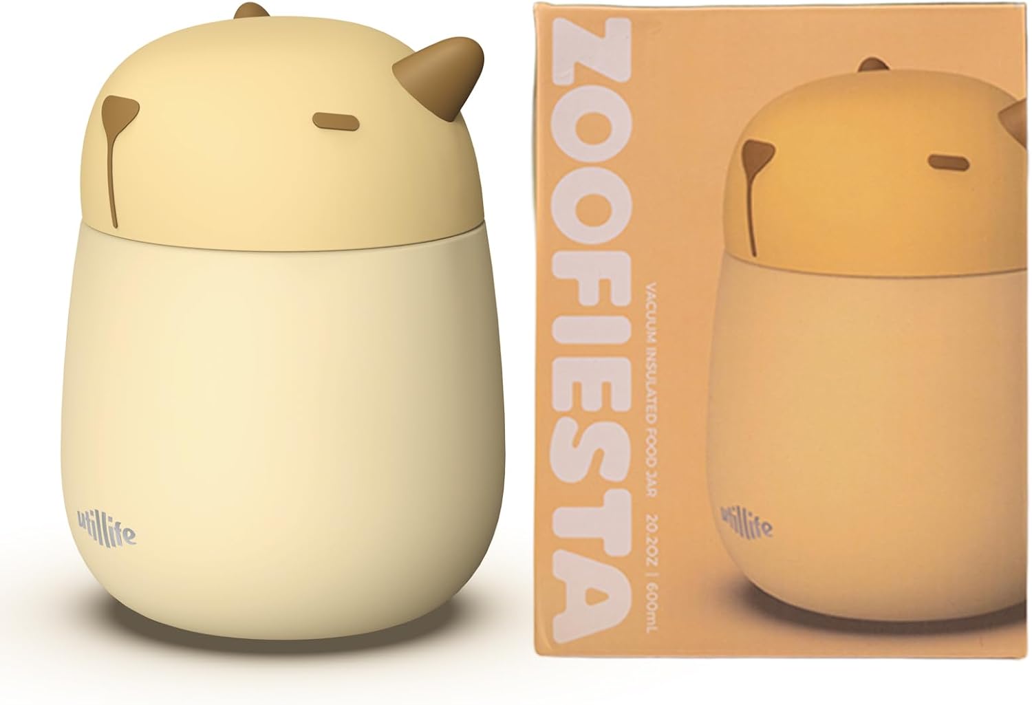 Zoofiesta Kids Insulated Food Jar - Capybara - Vacuum Thermos for Hot & Cold Meals