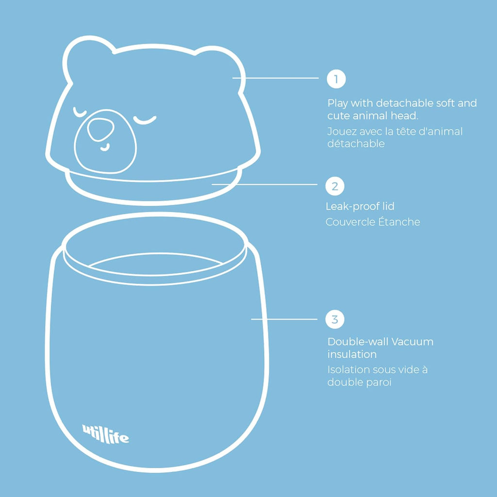 Zoofiesta Kids Insulated Food Jar - Polar Bear - Vacuum Thermos for Hot & Cold Meals