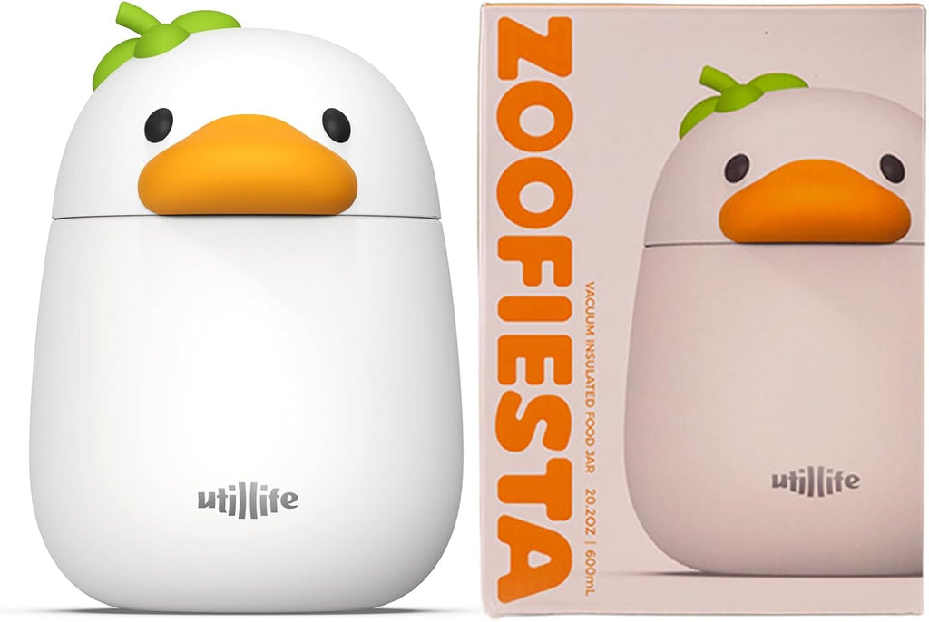 Zoofiesta Kids Insulated Food Jar - Duck - Vacuum Thermos for Hot & Cold Meals