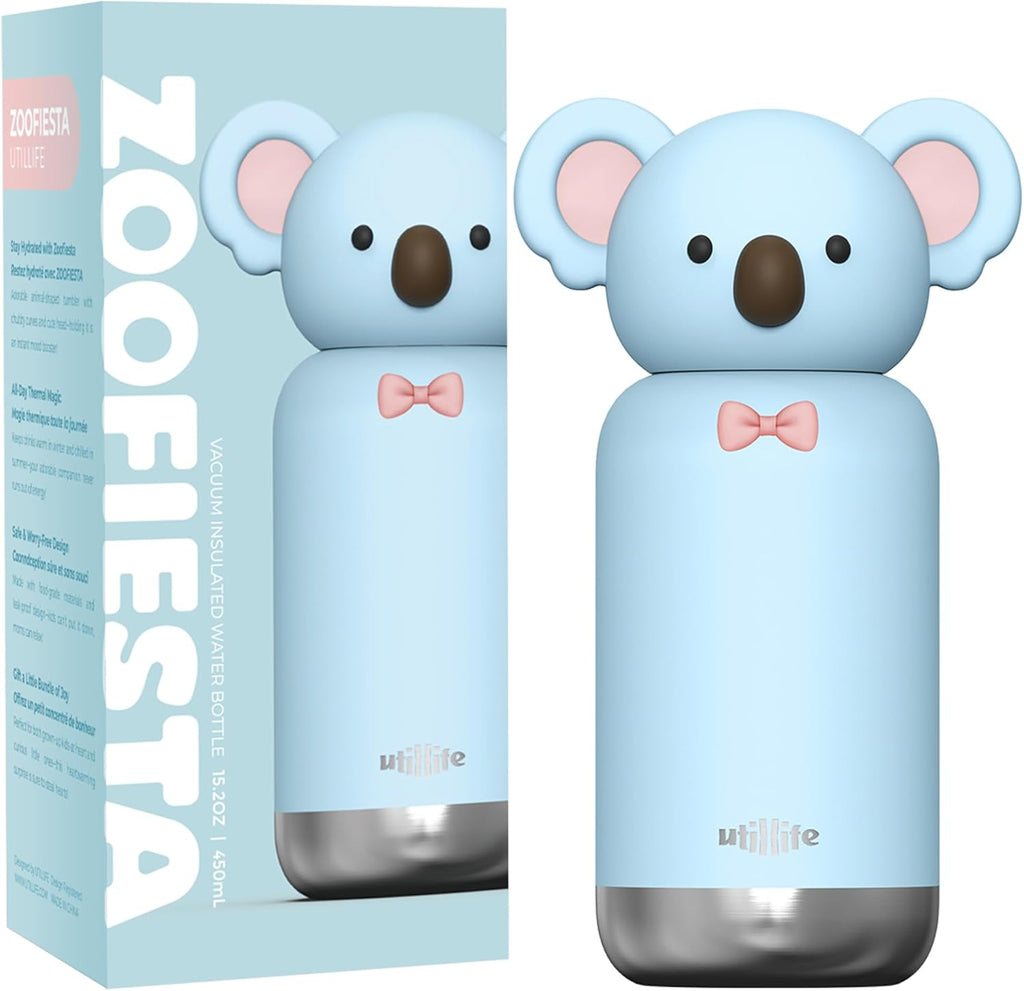 Zoofiesta Kids Insulated Water Bottle - Koala Design - Leak-Proof & BPA-Free