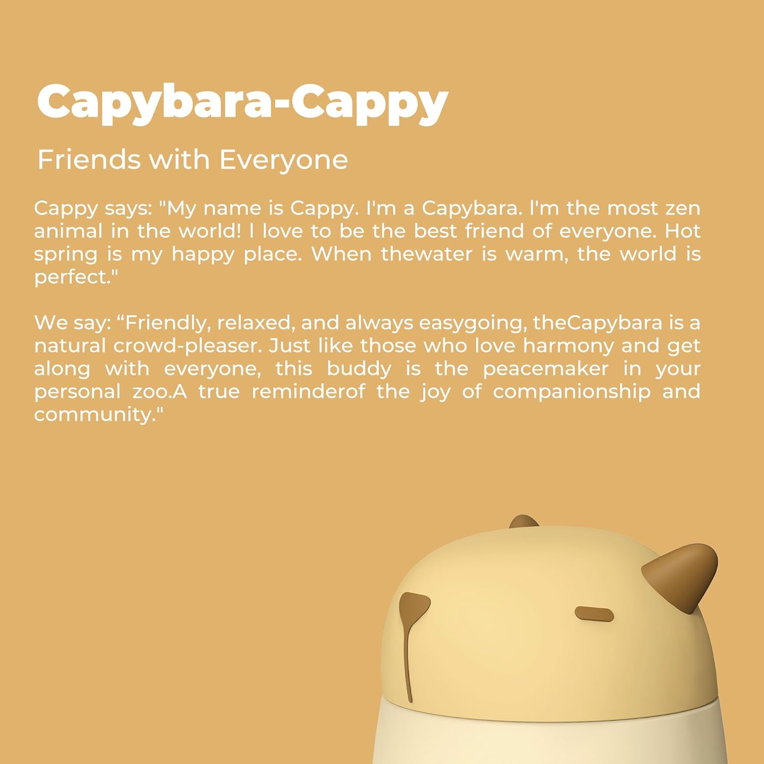 Zoofiesta Kids Insulated Water Bottle - Capybara Design - Leak-Proof & BPA-Free