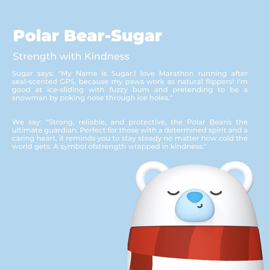 Zoofiesta Kids Insulated Water Bottle - Polar Bear Design - Leak-Proof & BPA-Free