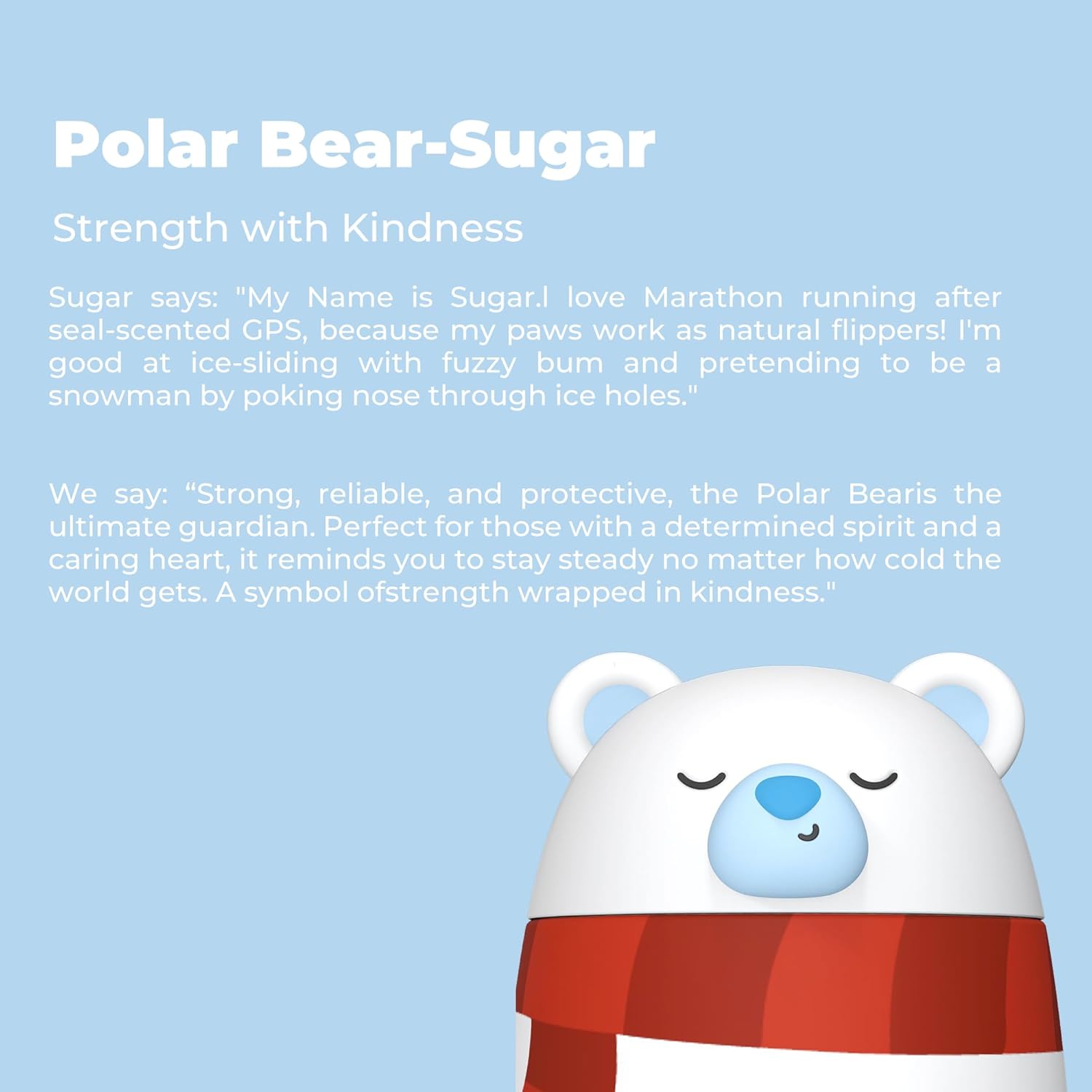 Zoofiesta Kids Insulated Water Bottle - Polar Bear Design - Leak-Proof & BPA-Free